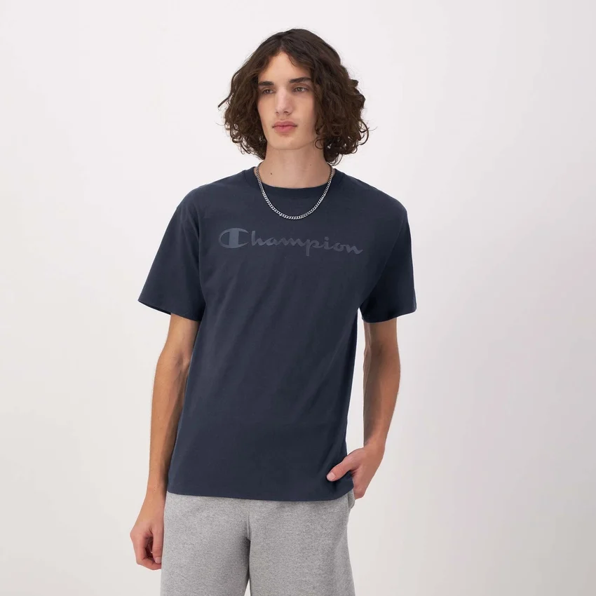 Tricou clasic cu imprimeu grafic, Script Logo tonal