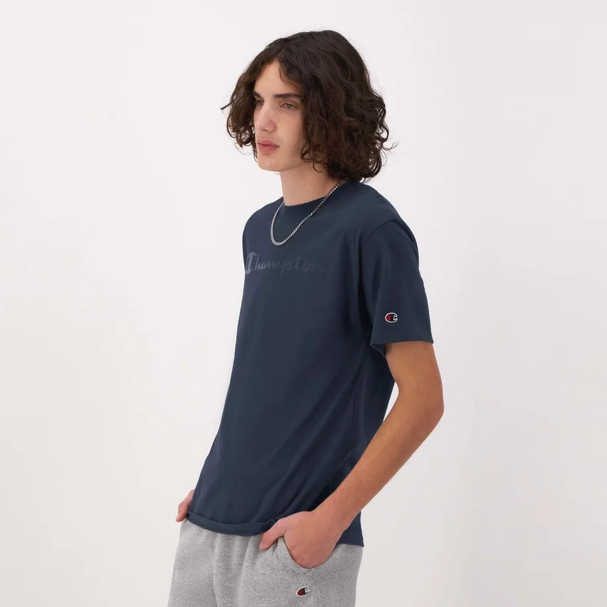 Tricou clasic cu imprimeu grafic, Script Logo tonal