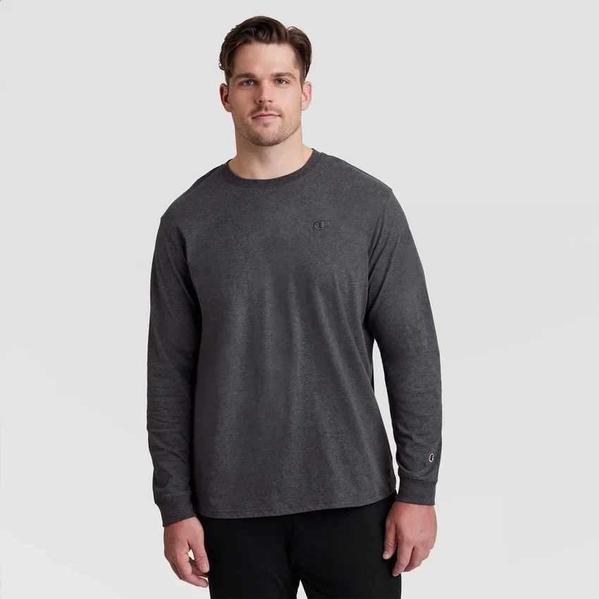 Tricou clasic cu mânecă lungă, C Logo brodat – mărimi mari și înalte