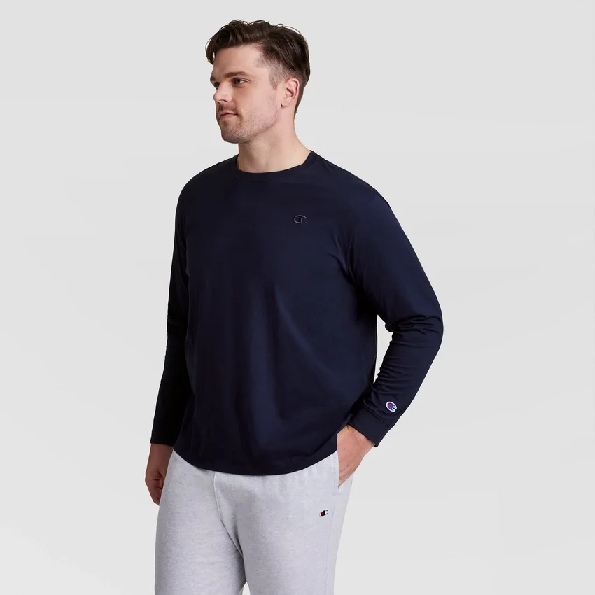Tricou clasic cu mânecă lungă, C Logo brodat – mărimi mari și înalte
