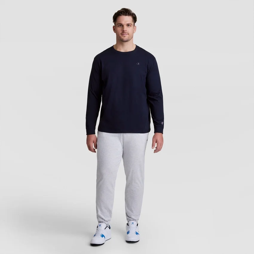 Tricou clasic cu mânecă lungă, C Logo brodat – mărimi mari și înalte