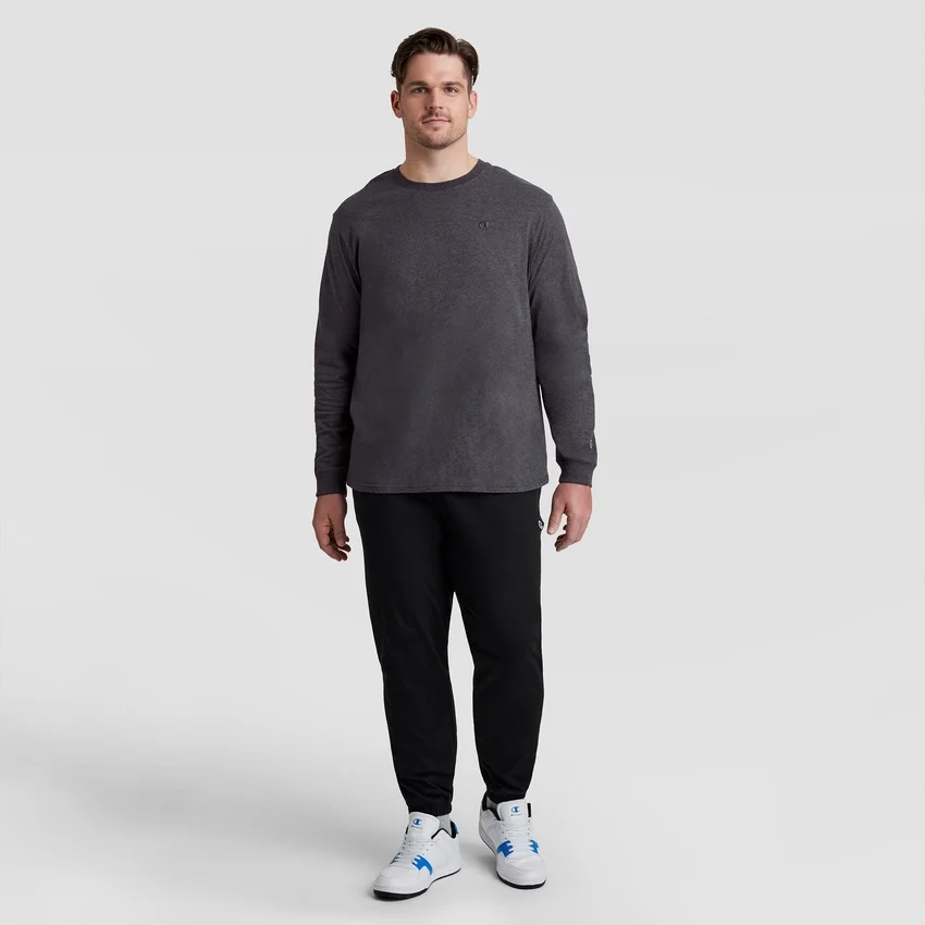 Tricou clasic cu mânecă lungă, C Logo brodat – mărimi mari și înalte