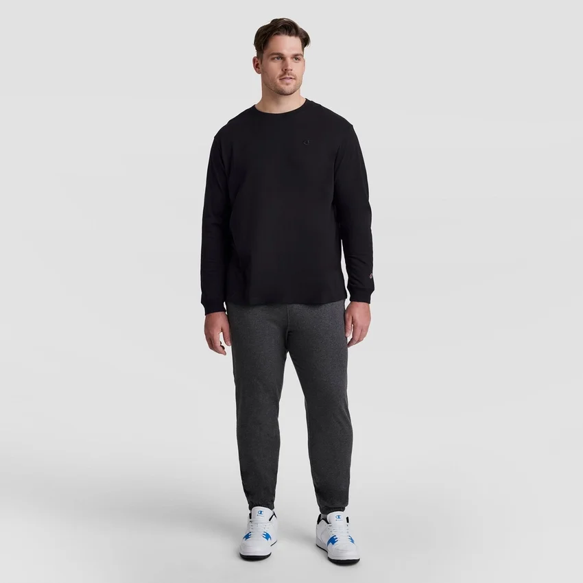 Tricou clasic cu mânecă lungă, C Logo brodat – mărimi mari și înalte