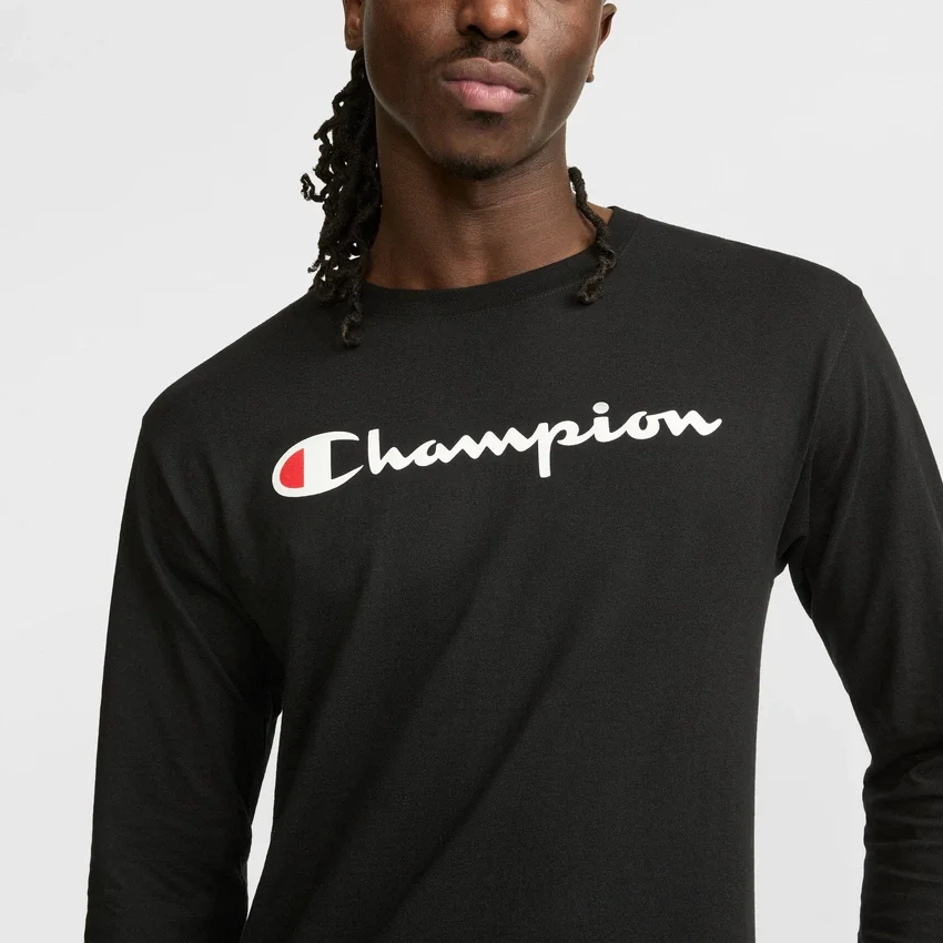Tricou clasic cu mânecă lungă și grafică, Script Logo